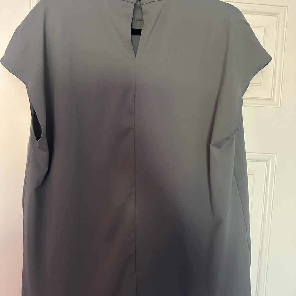 HALARA Women’s Stand Collar Back Cap Sleeve Work Blouse Gray XL - Picture 11 of 13